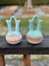 Native American Navajo Wedding Vase Signed Small X 2 - 5 IN