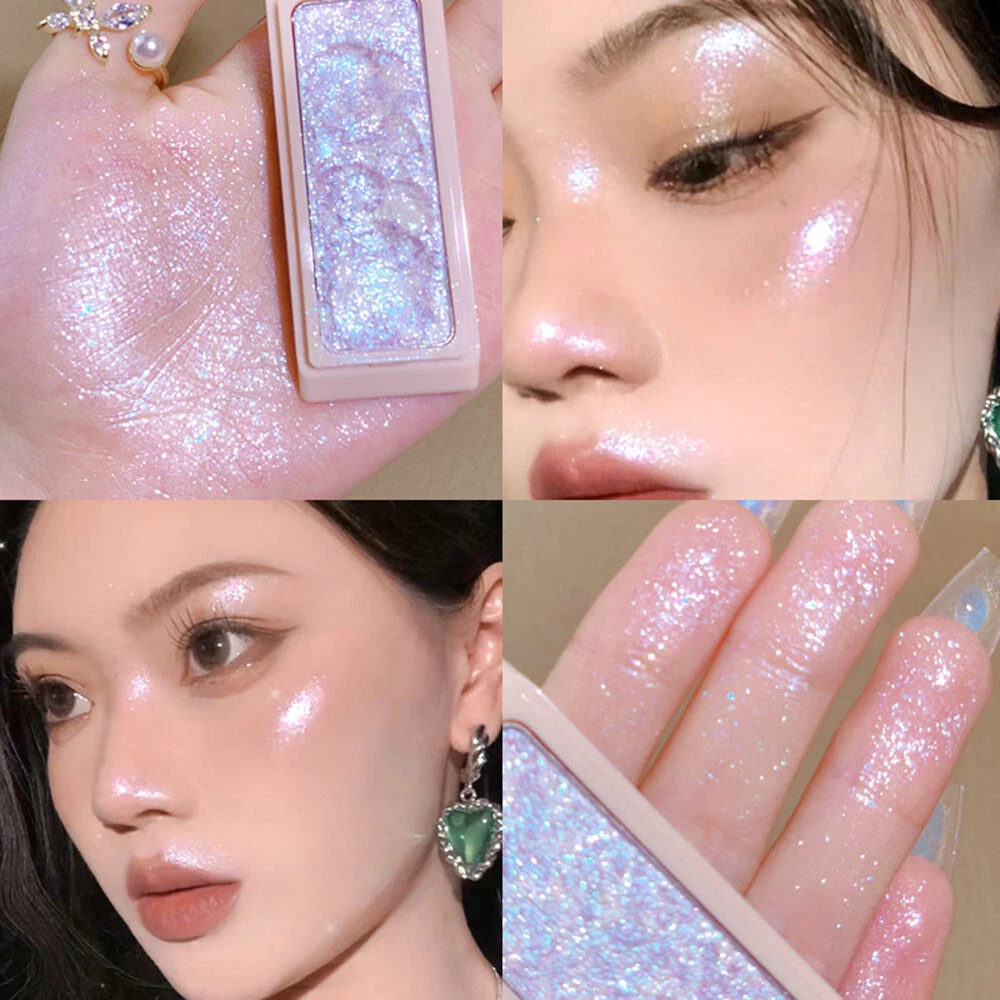 4 Colors Highlighter Powder Glitter Palette Makeup Glow Face Contour Shimmer