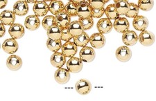 Bead, 100 Gold Plated Brass 3mm Smooth Round Beads with 0.7mm Hole