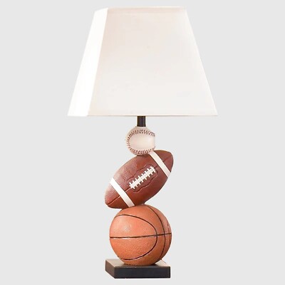 Kids Table Lamp, 14 Inch Football, Basketball & Baseball Design with Cute Lam...