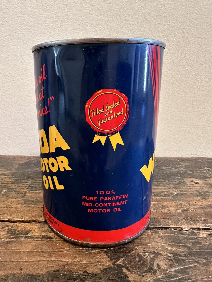 FULL 1940's WANDA MOTOR OIL Can 1 qt Cato Oil & Grease Company