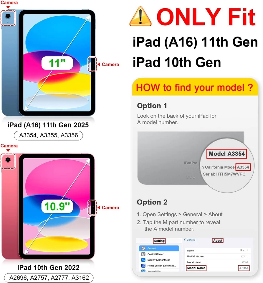 Rotating Case for iPad (A16) 11th Gen 11 Inch (2025) Swiveling Stand Back Cover - Image 2 of 4