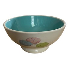 Rae Dunn Bowl Dish Magenta 5.5" Footed Easter Eggs White Ceramic Blue NEW