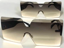 Oversized Exaggerated Retro Modern Shield Style SUNGLASSES Large Flat Smoke Lens