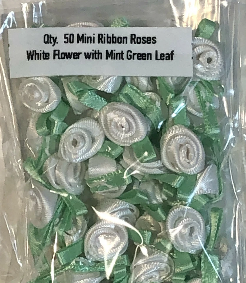 50 SATIN MINI RIBBON ROSES 3/8" Applique Sewing Bow Craft Choose your color! NEW - Image 4 of 4
