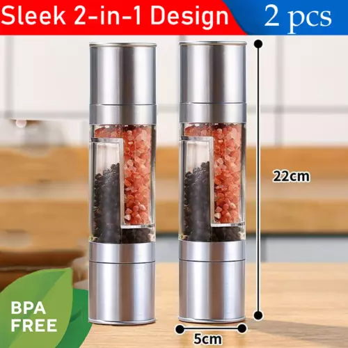 2pcs 2 in 1 pepper mill Double mill pepper salt with adjustable ceramic grinder