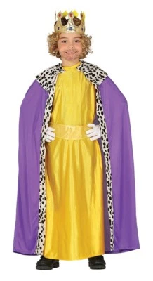 GUIRMA COSTUME BALDASSARRE CARNEVALE BAMBINO VESTITO PRESEPE RE MAGIO OCRA-VIOLA