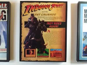 Videogioco retr&ograve; incorniciato Indiana Jones e l'ultima crociata NES 1993 arte da parete