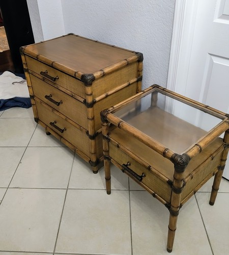 NEW” Tommy Bahama Twin Palms Cay Nightstand + Twin Palms Bayshore Night Table