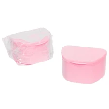 Pink 40 Pack Bulk Denture Case Bath Holders for Retainers Teeth Guards (Sealed)