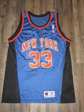 PATRICK EWING NEW YORK KNICKS NY NBA BLUE BLACK Champion Jersey Mens Size 48