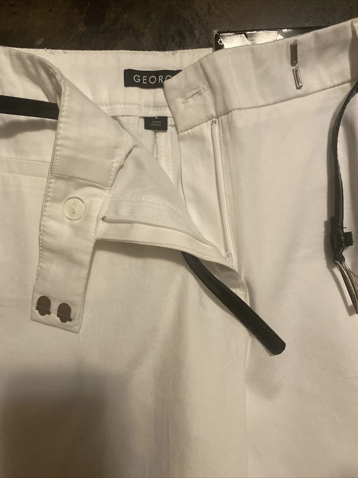 Pantalones Cortos George Mujer Bermudas Blancas Con Cinturón Talla 6 Nuevos Con Etiquetas Foto 4 de 4