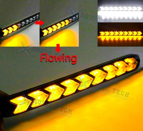 Luz de circulación diurna LED tipo flecha para automóvil DRL antiniebla conducción señal de giro blanca/ámbar - Imagen 2 de 23