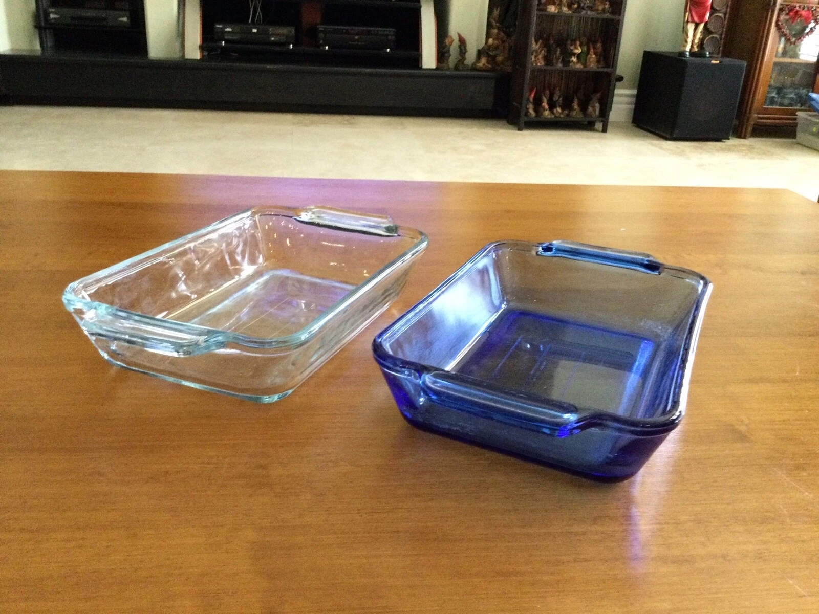Pair of Anchor Hocking Vintage Low Profile 9" x 6" x 2" Loaf Glass Bakeware Pans