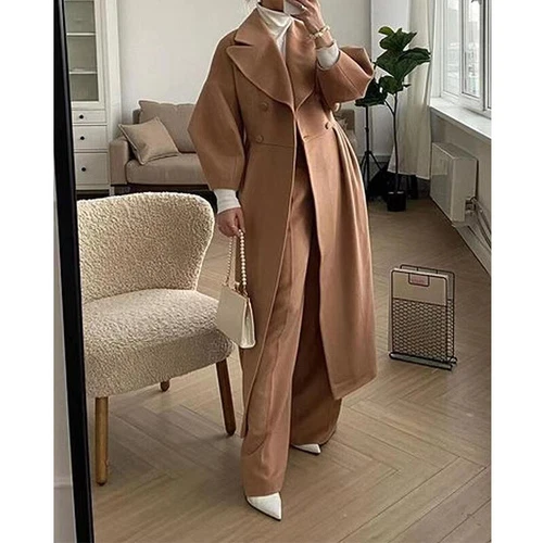 Mujeres Cárdigan de Lana Chaqueta Damas Fiesta Larga Maxi Manga Trench Coat - Imagen 5 de 49