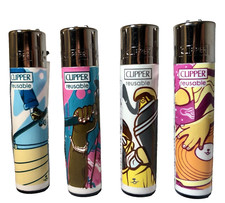 4 Pack Clipper Lighter Urban Life 4 Design Refillable ReFlintable ReUseable