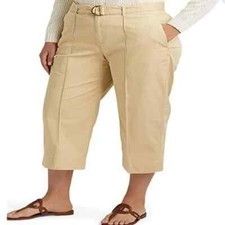 Lauren Ralph Lauren Women's Micro-Sanded Twill Belted Wide-Leg Pants Size: 20W