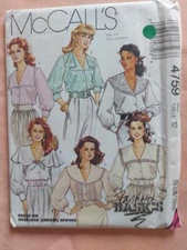 McCall's 4759 Misses' Blouses with Sleeve and Trim Variations Pattern Size 12