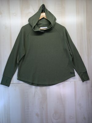 Women's Calvin Klein Jeans Green Waffle Print Hoodie Size M