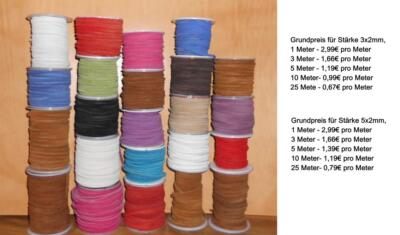 Velour Lederband Lederriemen Wildleder Bastelband Meterware Echtes Rindleder NEU