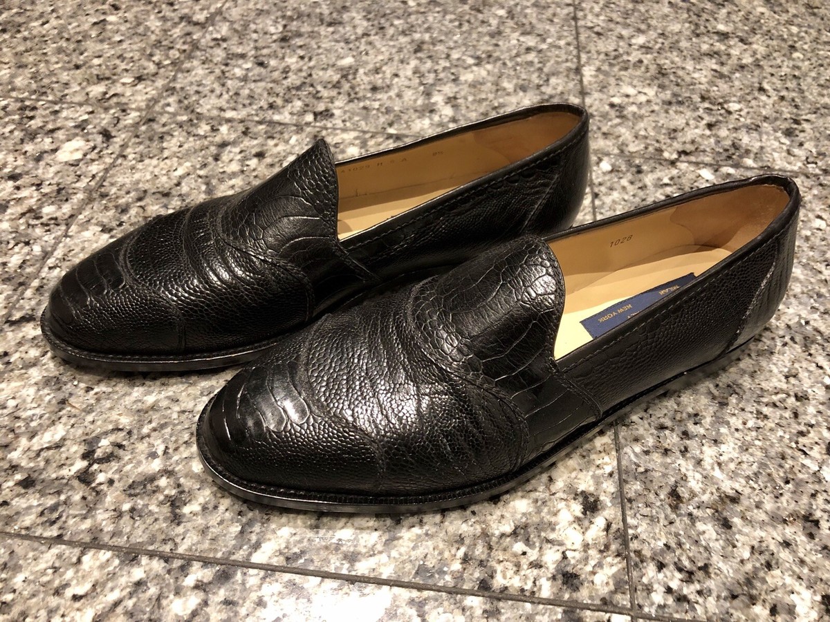 ? Like New Marco Evani (Italy) Black Leather Loafer Shoes Marco Evani Black Crocodile Lizard Men main image 2
