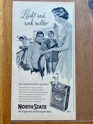 North State Cigarette 50s retro Original 1956 Vintage Advert Werbung Reklame