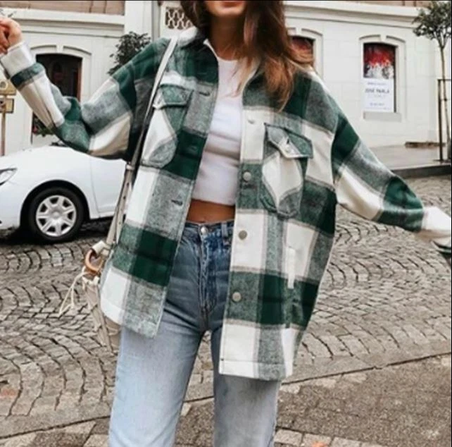 Oversized sale plaid jacket