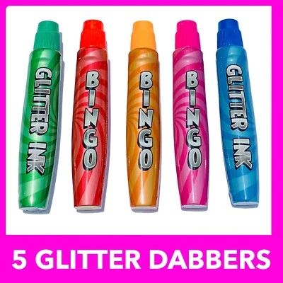 Bingo Dabbers bingo markers bingo Glitter Markers for Bingo Tickets 5 Col 5 15ml