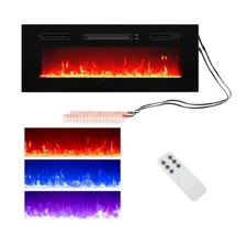 1500W 36" Electric Fireplace Recessed Heater W/ LED Strip Lights, Remote Control