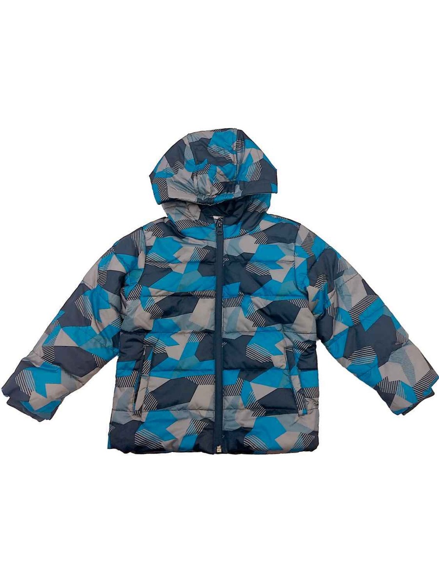 Infant Boys Blue Camouflage Wind & Water Resistant Puffer Jacket