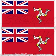 ISLE of MAN Civil Ensign Merchant Flag MANX UK 75mm (3") Vinyl Sticker, Decal x2