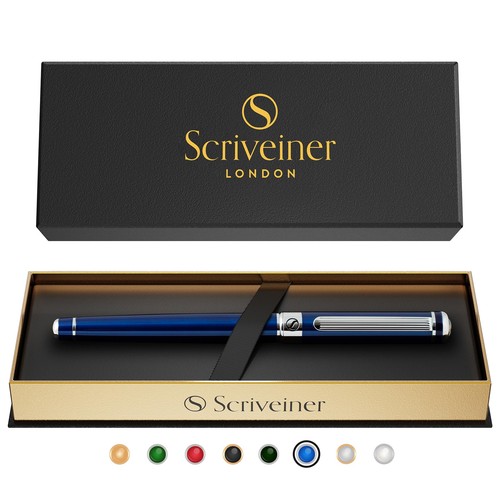 Scriveiner Midnight Blue Tintenroller - Atemberaubender Blaulack Luxus Stift, C...