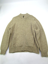 VTG LL Bean Full Zipper Cardigan Sweater Mens Large Reg Grandpa Tan Gorpcore