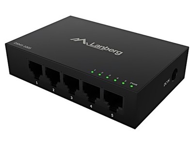 DSM1-1005 Ethernet Switch DC Steckdose,RJ45-Buchse x5 schwarz 10Gbps LANBERG