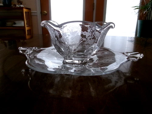 Duncan Miller FIRST LOVE MAYONNAISE BOWL & UNDERPLATE - Elegant Depression Glass