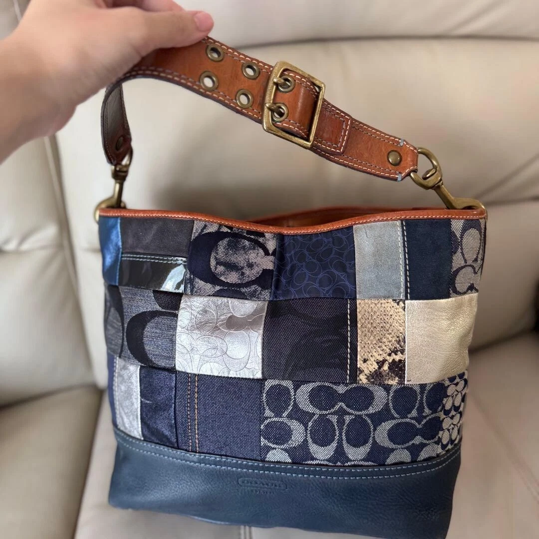 Coach Patchwork Denim Exterior Shoulder Bags Bags & Handbags for