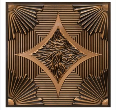 Pack of 25, Sunset Boulevard 2 ft. x 2 ft. PVC Ceiling Tile, Antique Copper