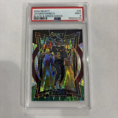 2024 Select - Concourse Jayden Daniels - Black & Green Shock Prizm (RC) - PSA 9