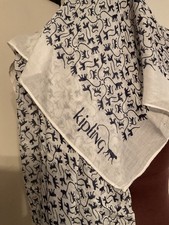 KIPLING monkey Logo Blue White Scarf Wrap Shawl