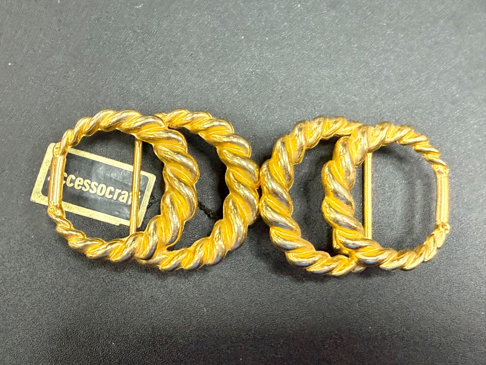 Twisted Rope Openwork Interlocking Two Piece Gold… - image 11