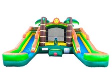 Commercial Inflatable Bounce House Tropical Double Water Slide Combo with Blower