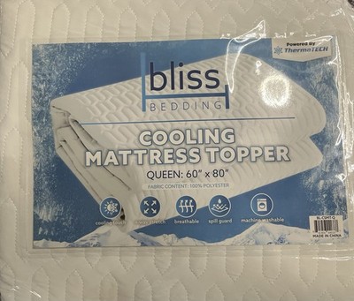 Brand New Cooling Mattress Topper Queen 60  X 80  100% Polyester By bliss
