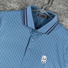 G/FORE Polo Shirt Mens Large Blue Geometric Short Sleeve Performance Golf