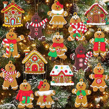 16Pcs Gingerbread Man Ornaments for Christmas Tree Gingerbread Christmas Decorat