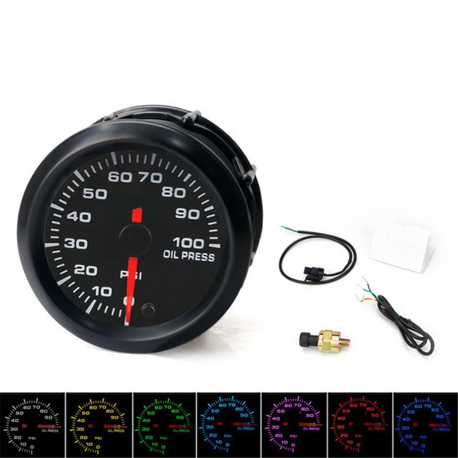 0-100 PSI Range Oil Pressure Gauge LED Display 2 Inches 52MM 7 Colors Optional - Image 3 of 4
