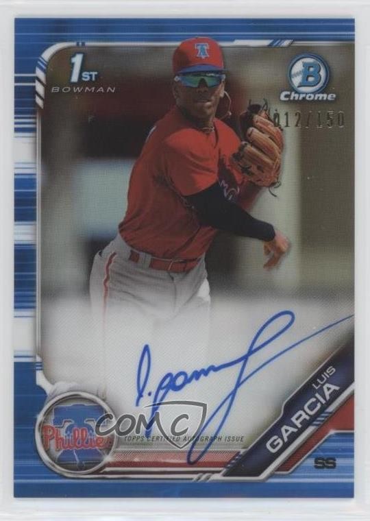 2019 Bowman Chrome Prospects Blue Refractor 12/150 Luis Garcia #CPA-LG Auto 0l9t