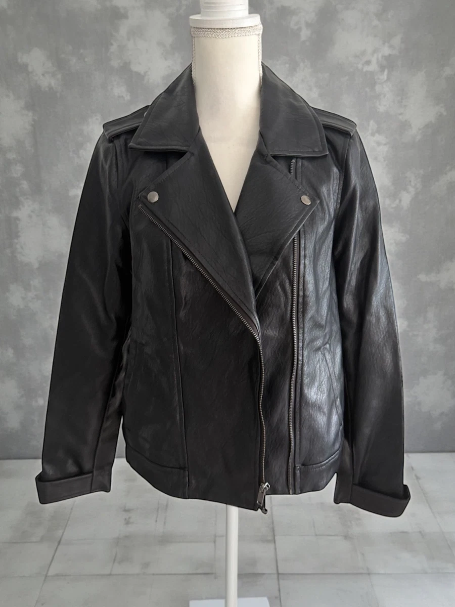 00’s OLD NAVY レザージャケット ブラック XL Old Navy Leather Outer Shell Coats, Jackets & Vests for Women for
