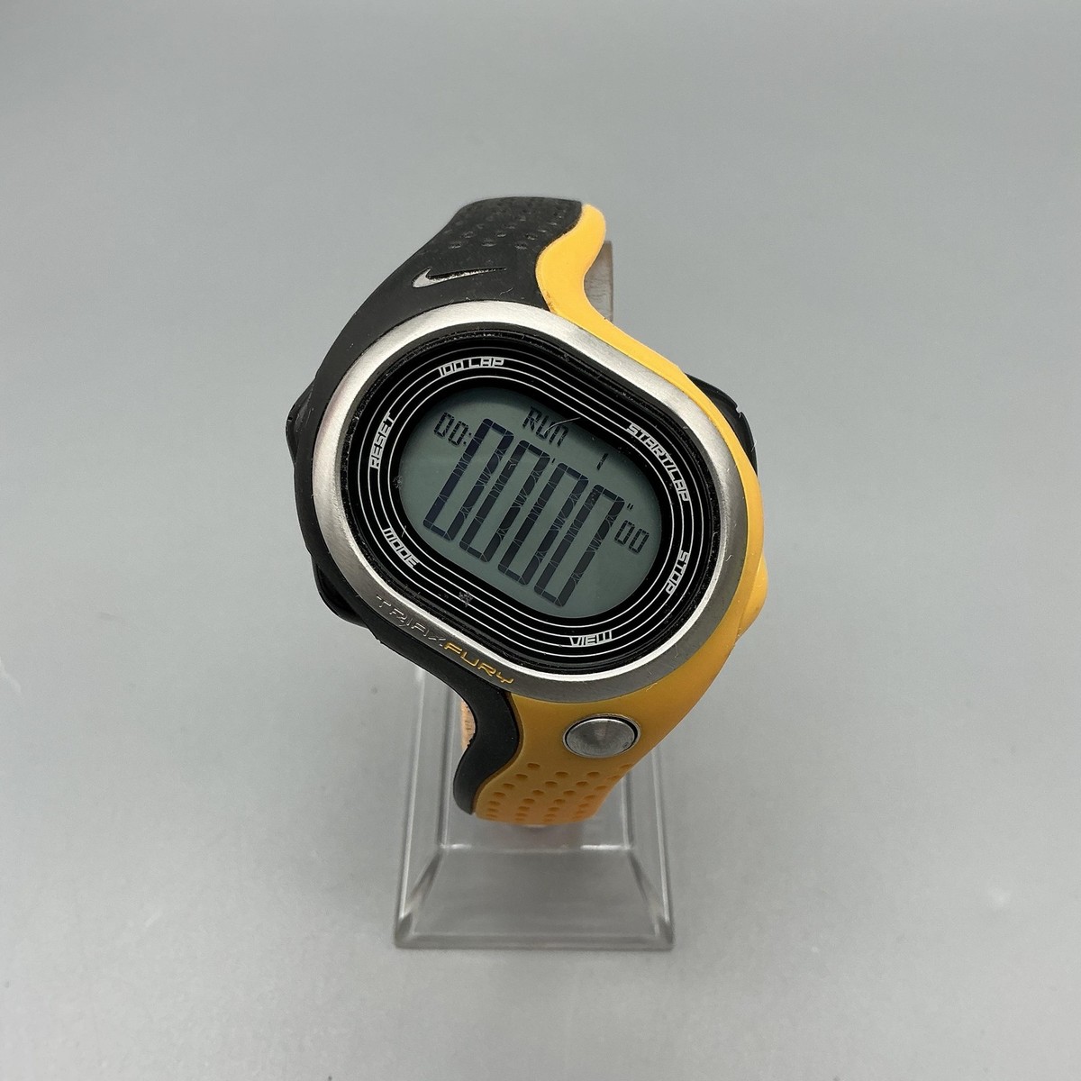 NIKE TRIAX FURY デジタル腕時計 動作品 Y2K TECH Nike Triax Fury Mens Watch 40mm Black Yellow Chronograph WR0139
