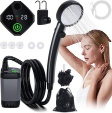 Portable Shower With Pump LED Indicator Screen 2m Hose For Camping Hiking Car