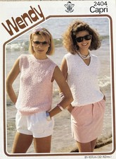Wendy Capri Knitting Pattern 2404 Lady’s Round And V Neck Slipovers